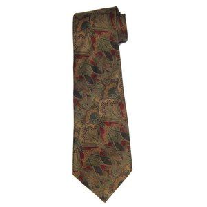 VTG Liberty of London Tie Tana Lawn Cotton Fabric Brown Red Green Floral Men's